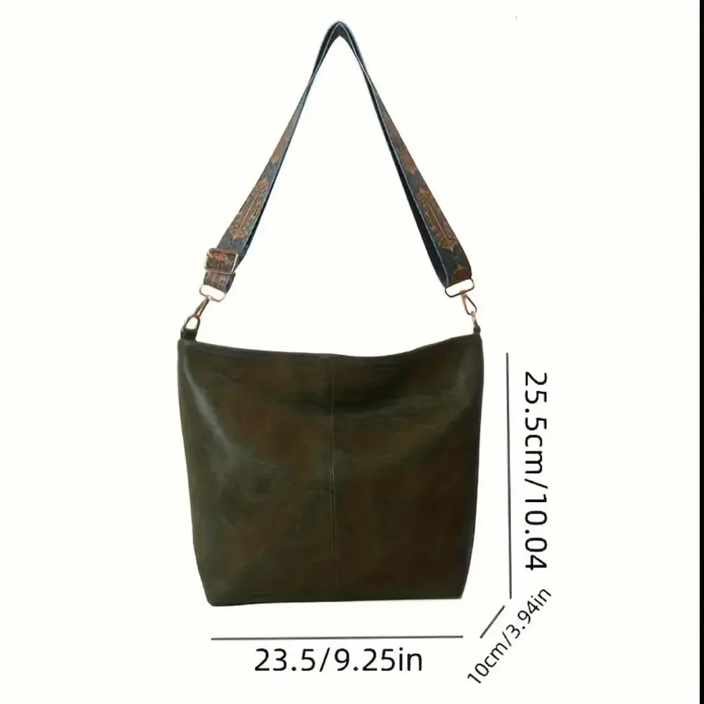 ‼️$7‼️ Women's Boho Wide Strap Crossbody Bag, Stylish Multi-Functional Hobo